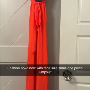 Fashion Nova Vibrant Orange Jumpsuit